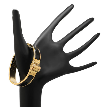 Exclusive Hermes Black Enamel Charniere Uni Narrow Hinged Bracelet — Back View