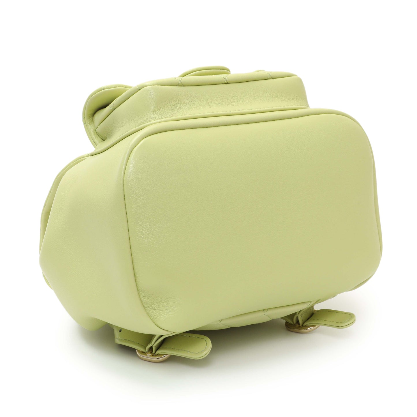 Exclusive Chanel Green Quilted Lambskin Small Duma Drawstring Backpack — Back View