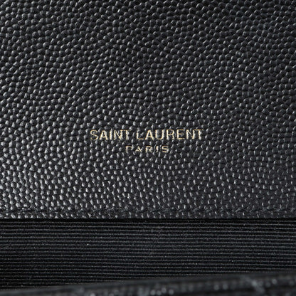 Exclusive Saint Laurent Black Grain De Poudre Textured Mixed Matelasse Triquilt Small Monogram Satchel — Alternate View 9