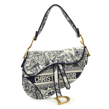 Exclusive Christian Dior Canvas Embroidered Saddle Bag — Front View