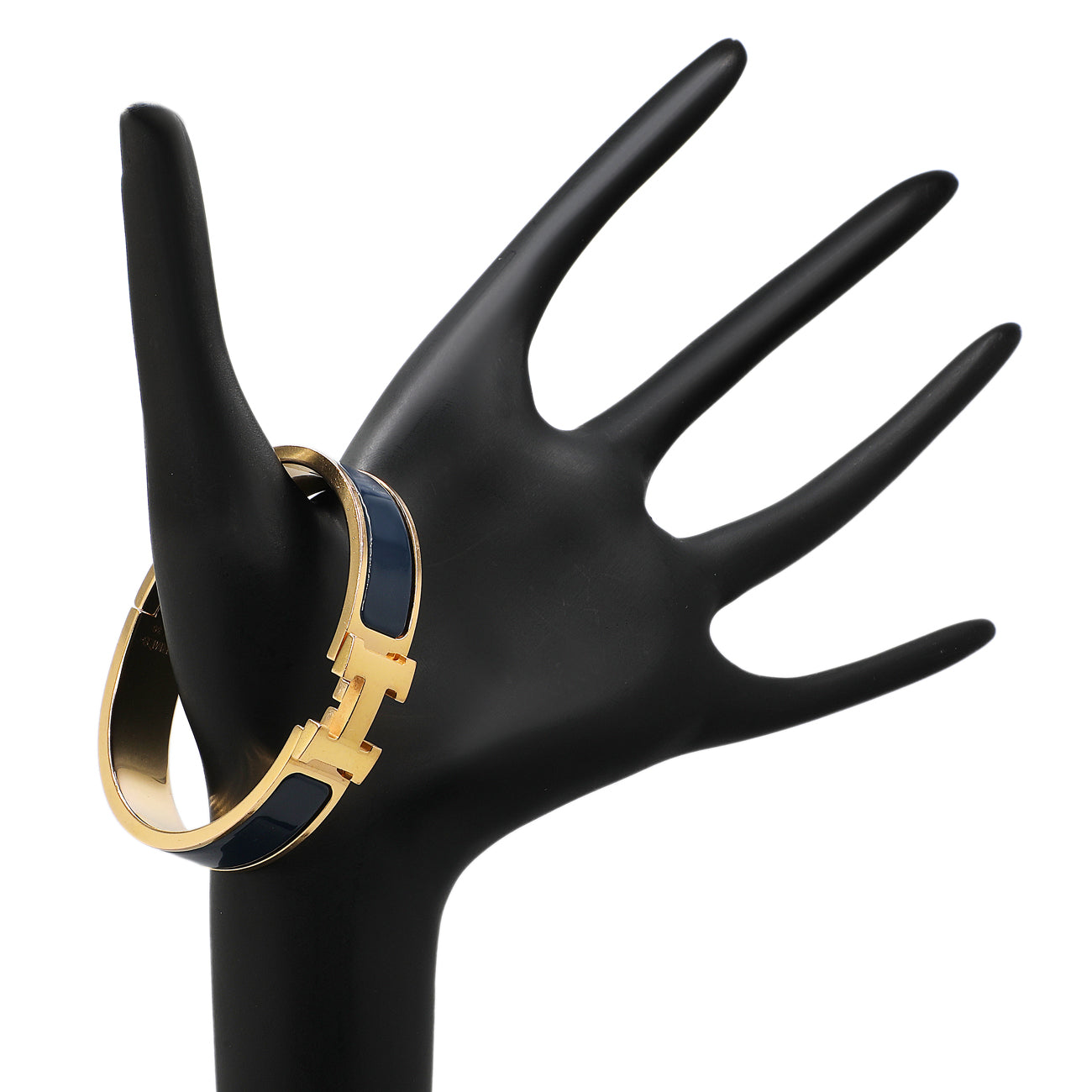 Exclusive Hermes Blue Enamel Clic H Bracelet — Back View