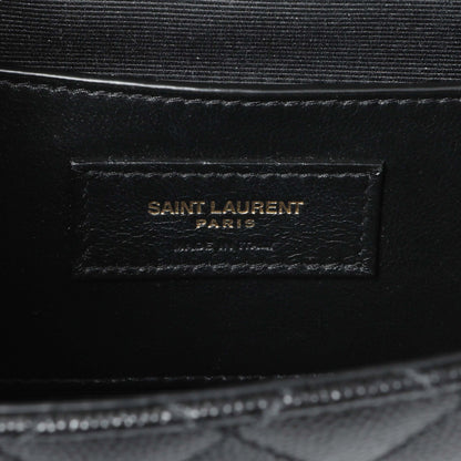 Exclusive Saint Laurent Black Grain De Poudre Textured Mixed Matelasse Triquilt Small Monogram Satchel — Alternate View 10