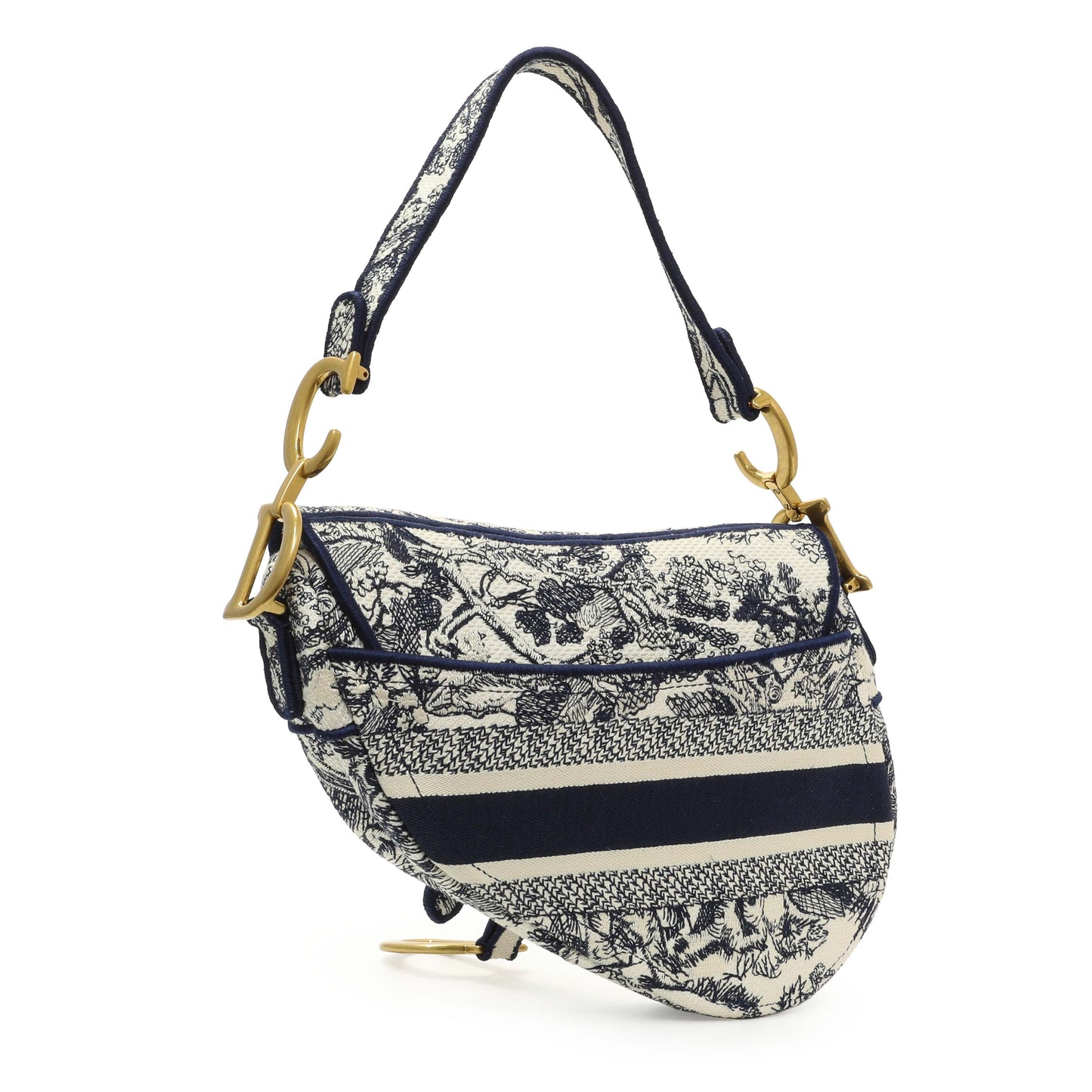Exclusive Christian Dior Canvas Embroidered Saddle Bag — Side View