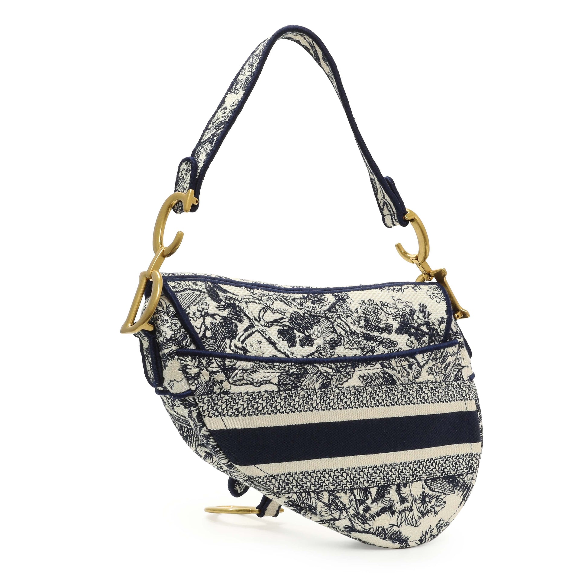 Exclusive Christian Dior Canvas Embroidered Saddle Bag — Side View