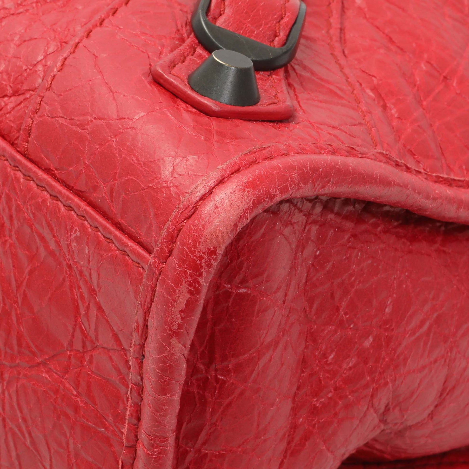 Exclusive Balenciaga Red Agneau Classic Hardware S City — Detail View