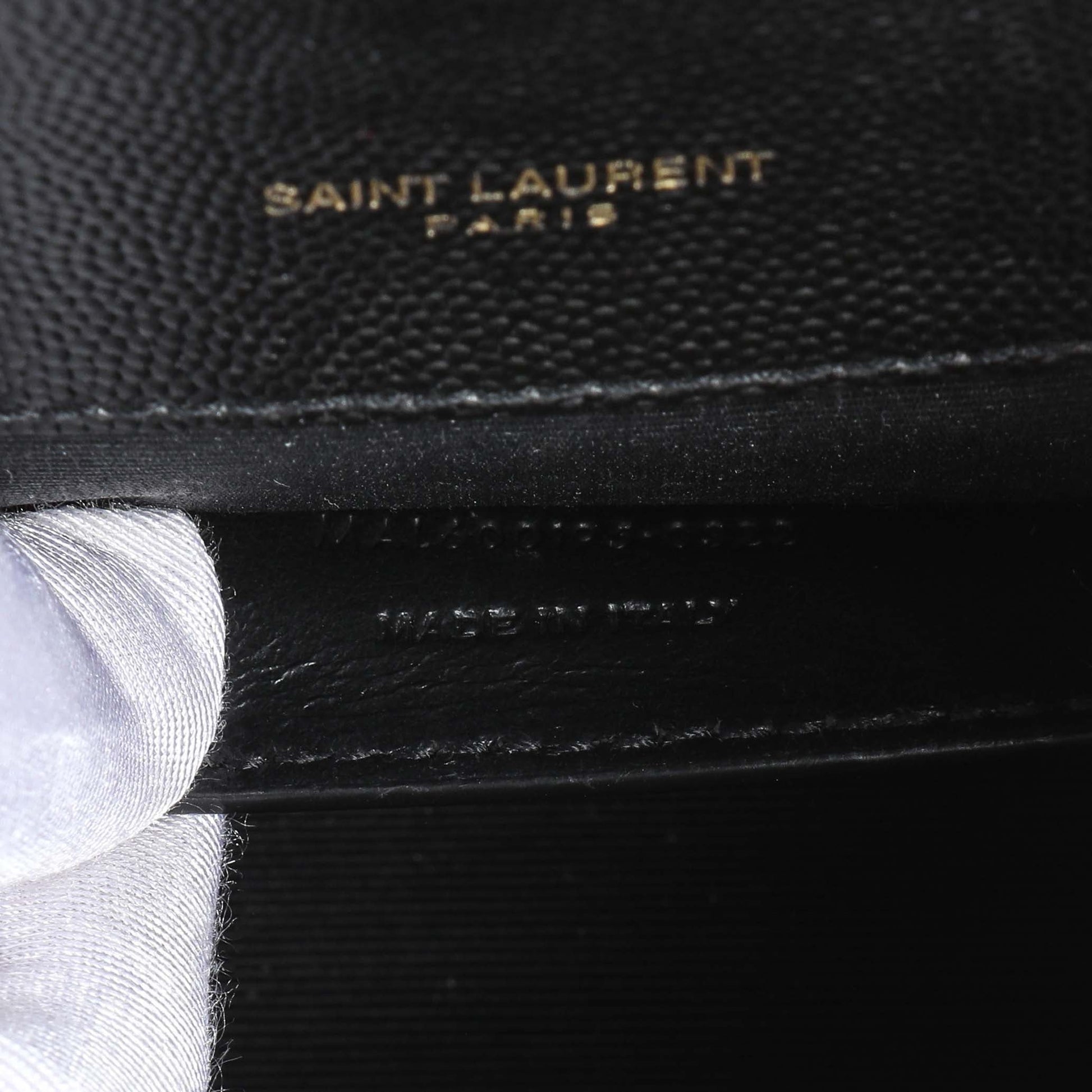 Exclusive Saint Laurent Black Grain De Poudre Textured Mixed Matelasse Triquilt Small Monogram Satchel — Alternate View 11