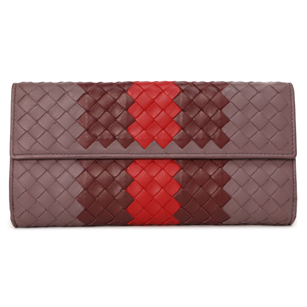 Exclusive Bottega Veneta Tricolor Nappa Intrecciato Continental Wallet — Front View