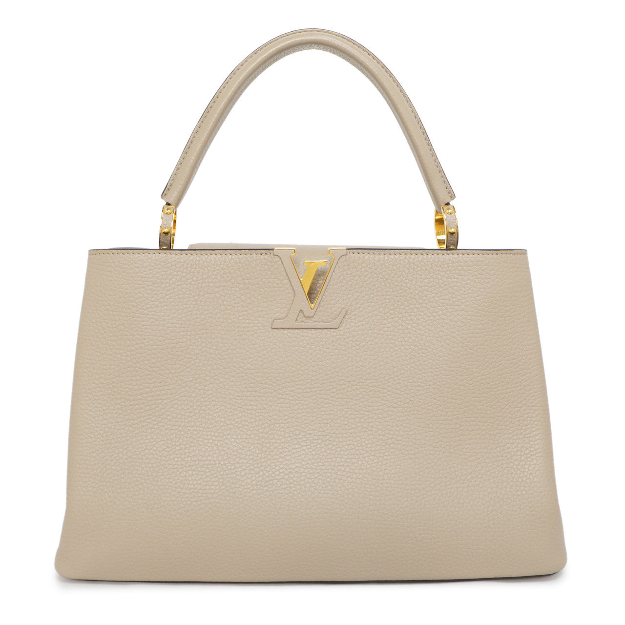 Exclusive Louis Vuitton Galet Taurillon Leather Capucines MM — Front View