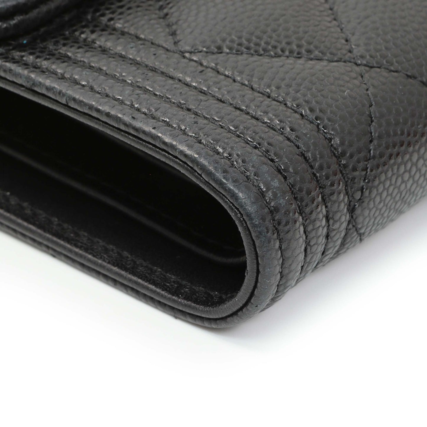 Exclusive Chanel Black Caviar Quilted Compact Boy Wallet — Top View