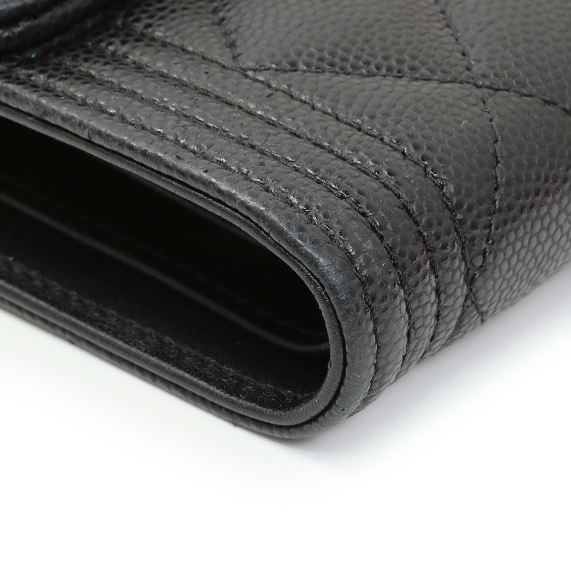 Exclusive Chanel Black Caviar Quilted Compact Boy Wallet — Top View
