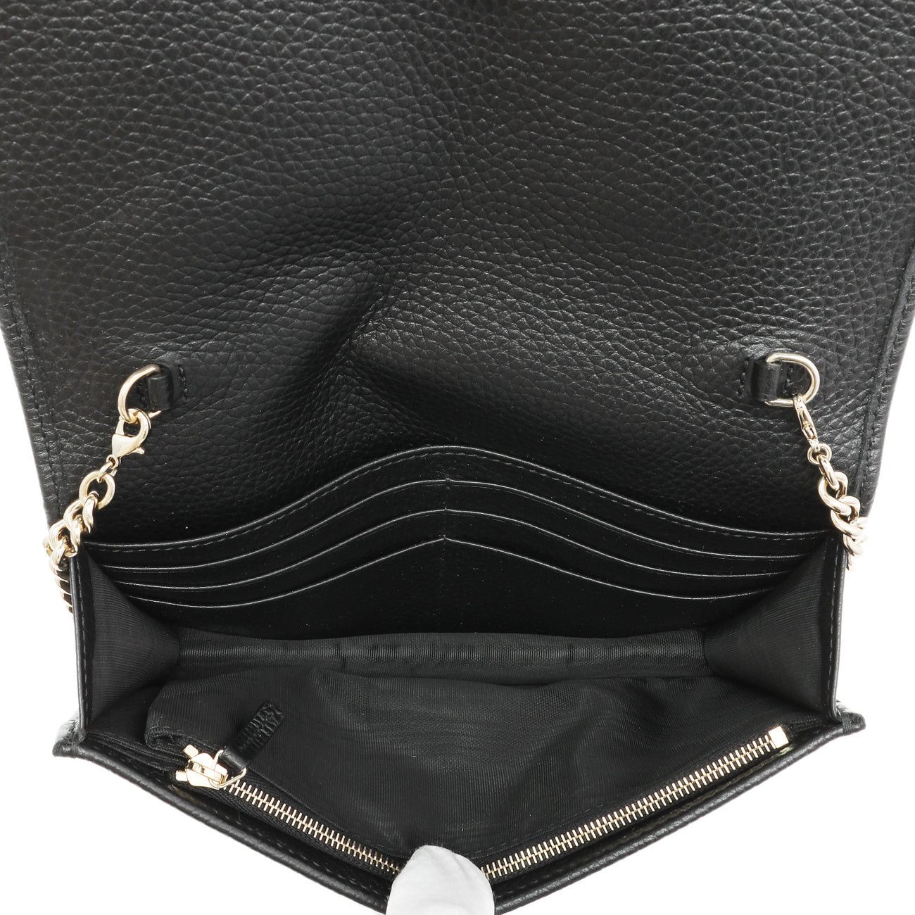 Exclusive Gucci Black Pebbled Calfskin Soho Wallet on Chain — Top View