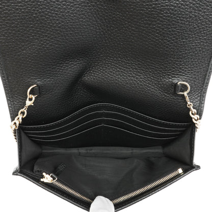 Exclusive Gucci Black Pebbled Calfskin Soho Wallet on Chain — Top View