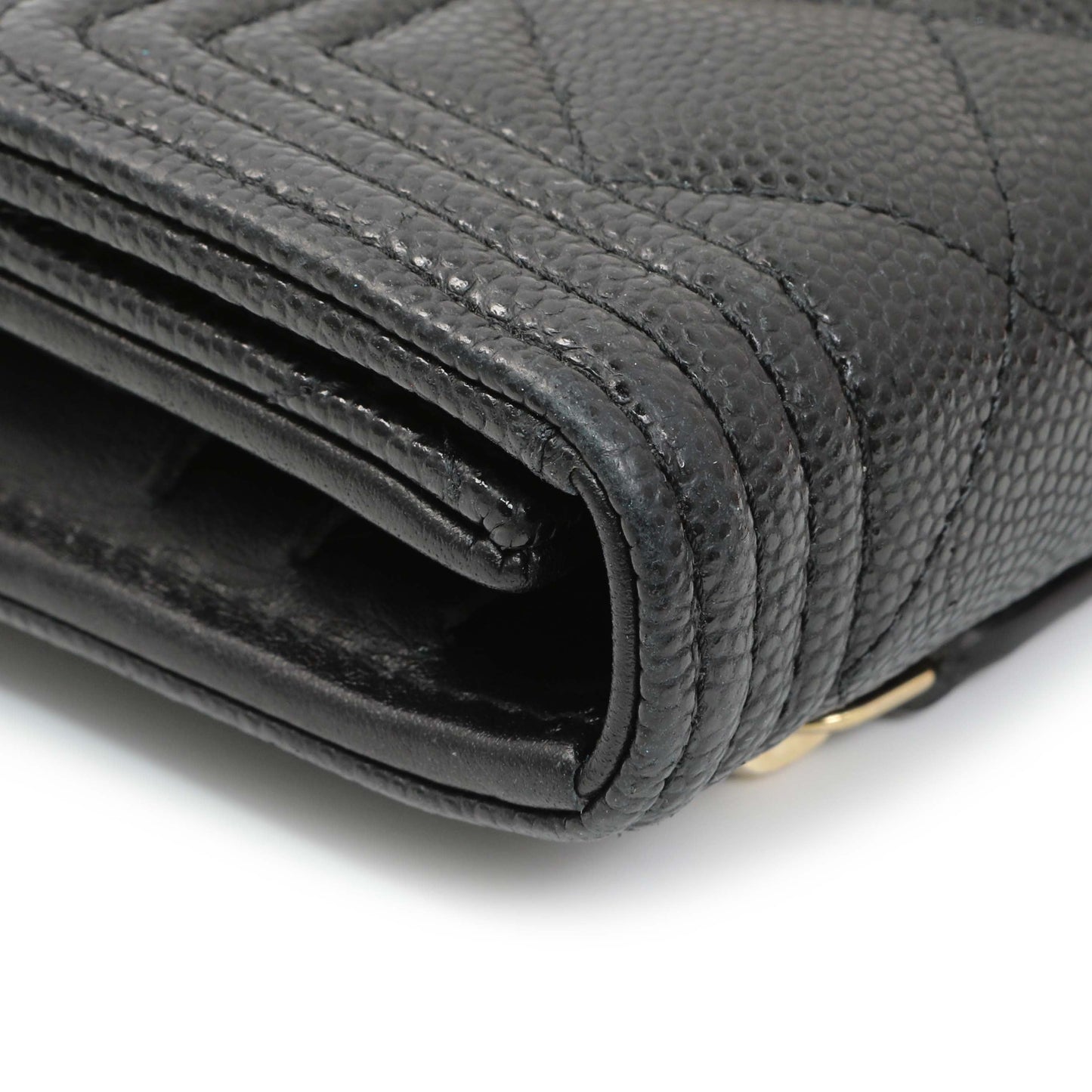 Exclusive Chanel Black Caviar Quilted Compact Boy Wallet — Lifestyle View