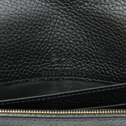Exclusive Gucci Black Pebbled Calfskin Soho Wallet on Chain — Detail View