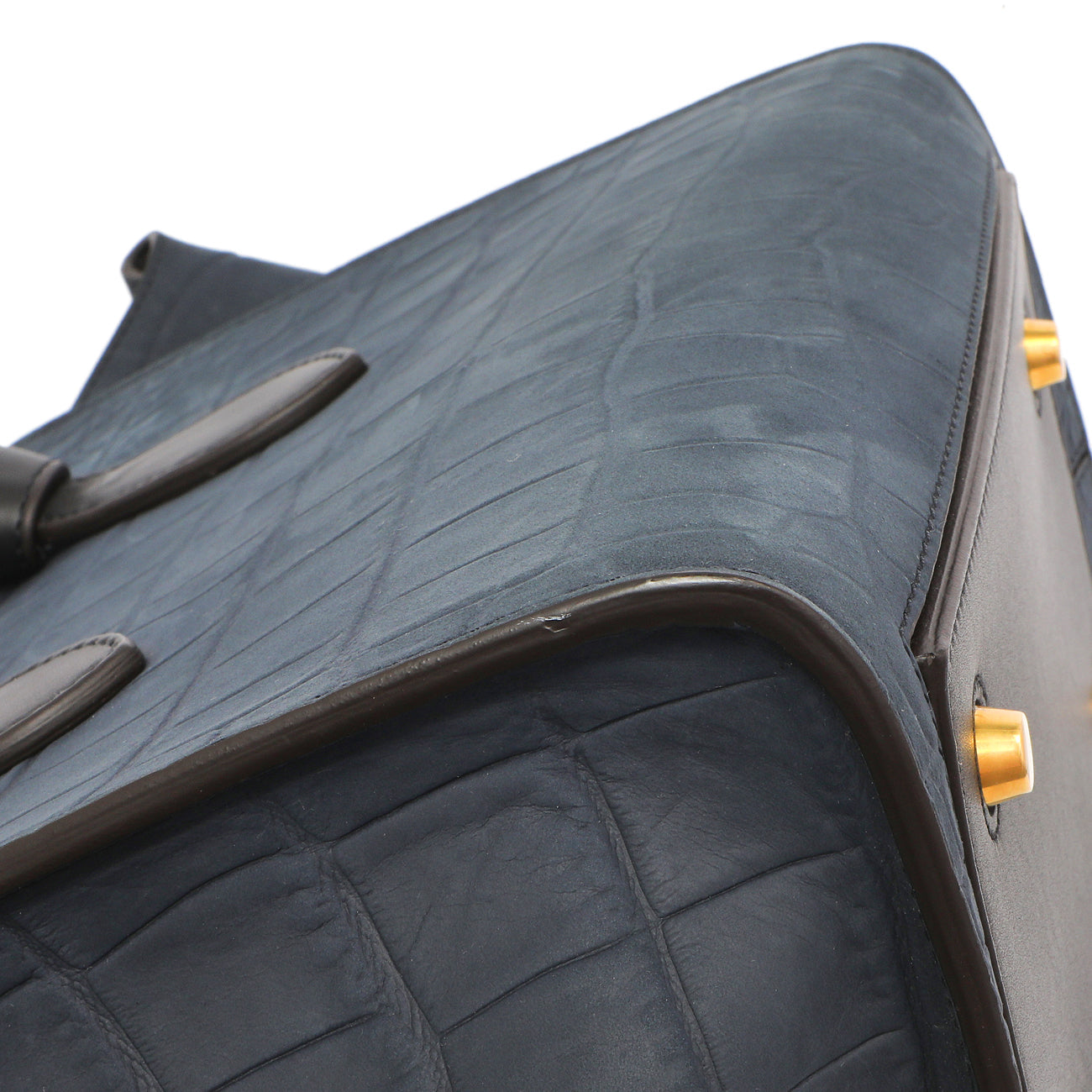 Exclusive Celine Navy Crocodile Embossed Nubuck Calfskin Small Tie Knot Tote — Alternate View 7