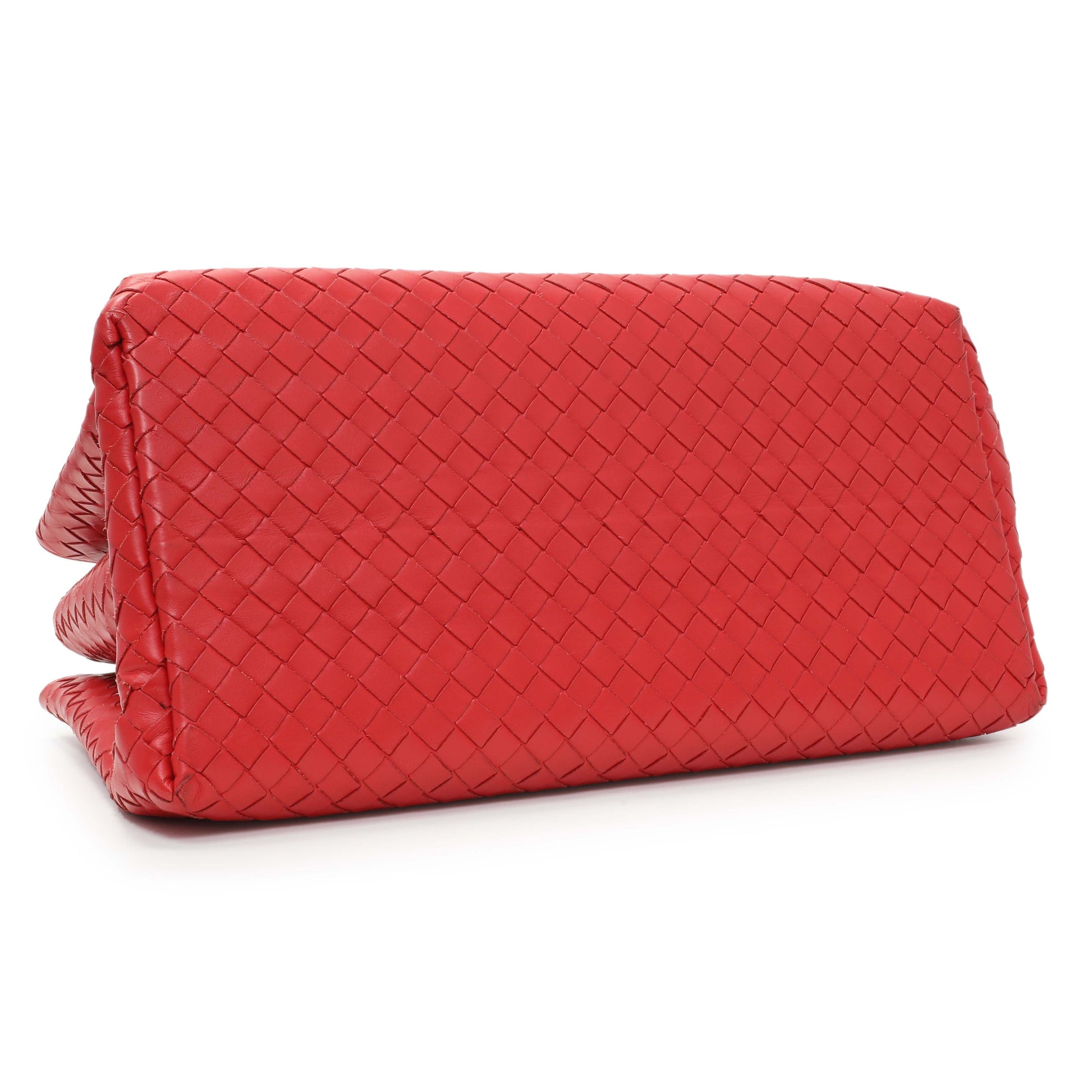 Exclusive Bottega Veneta Red Intrecciato Small Roma Tote — Back View