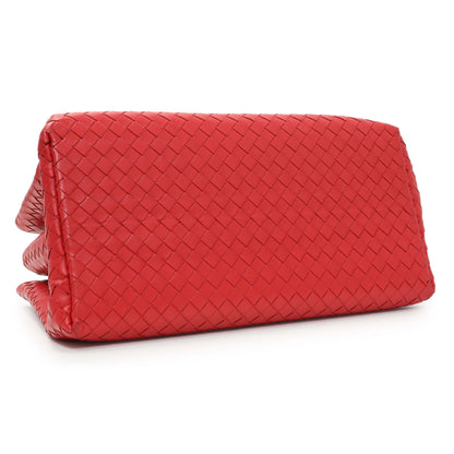 Exclusive Bottega Veneta Red Intrecciato Small Roma Tote — Back View