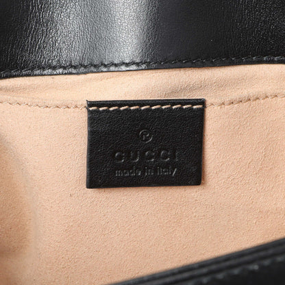 Exclusive Gucci Black Calfskin Matelasse Mini GG Marmont Shoulder Bag — Detail View
