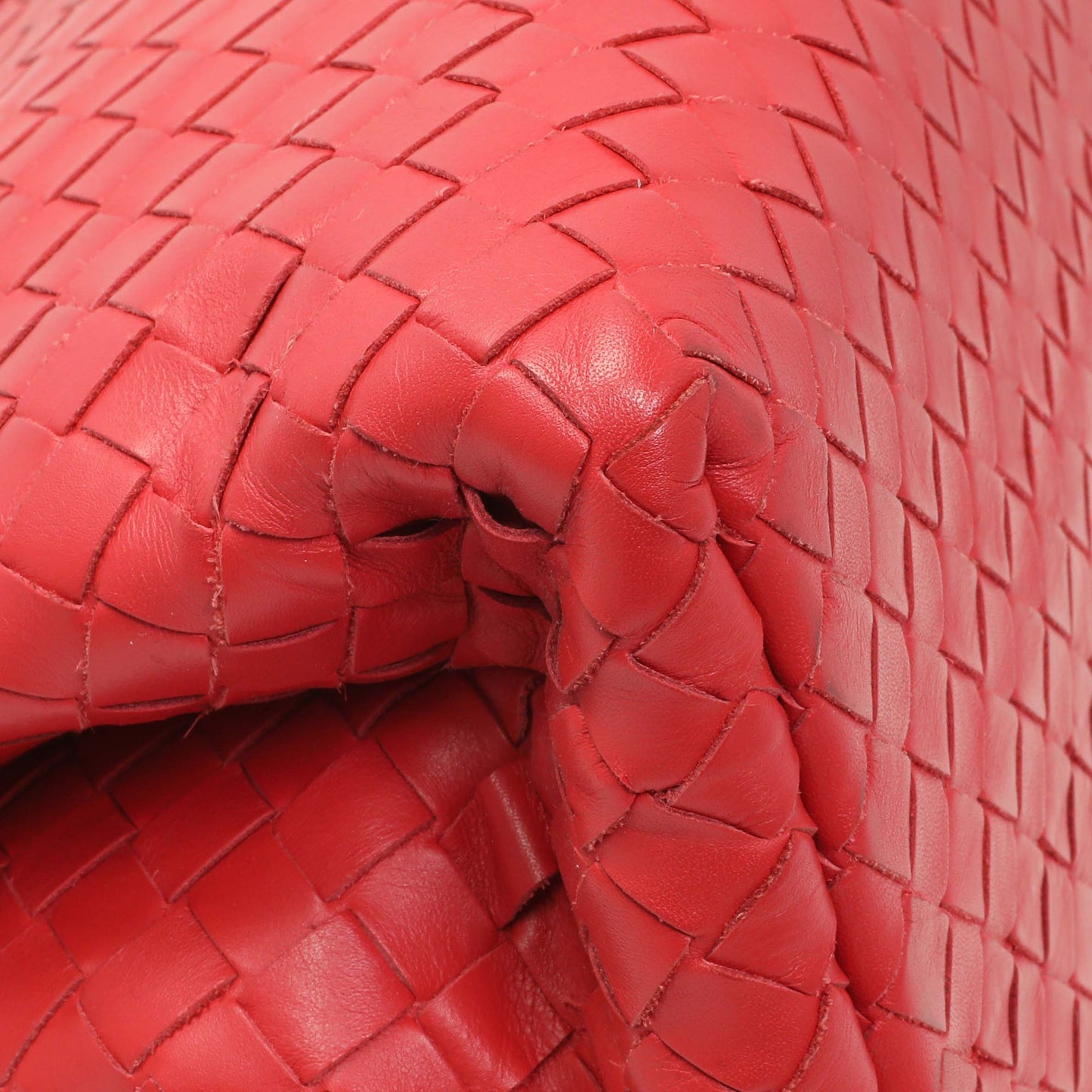 Exclusive Bottega Veneta Red Intrecciato Small Roma Tote — Lifestyle View