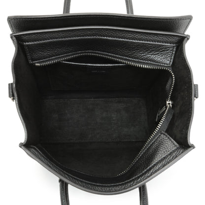 Exclusive Celine Black Drummed Calfskin Nano Luggage Tote — Top View