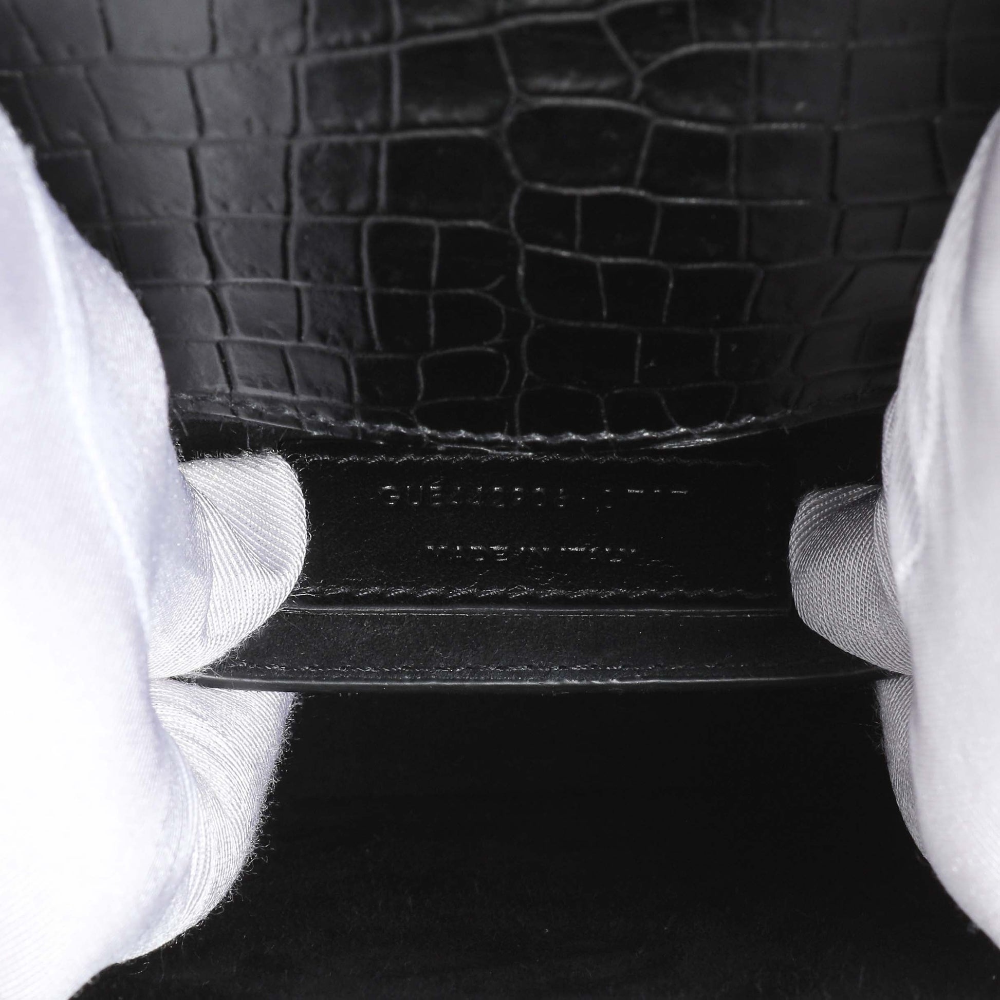 Exclusive Saint Laurent Black Crocodile Embossed Calfskin Medium Monogram Sunset — Lifestyle View