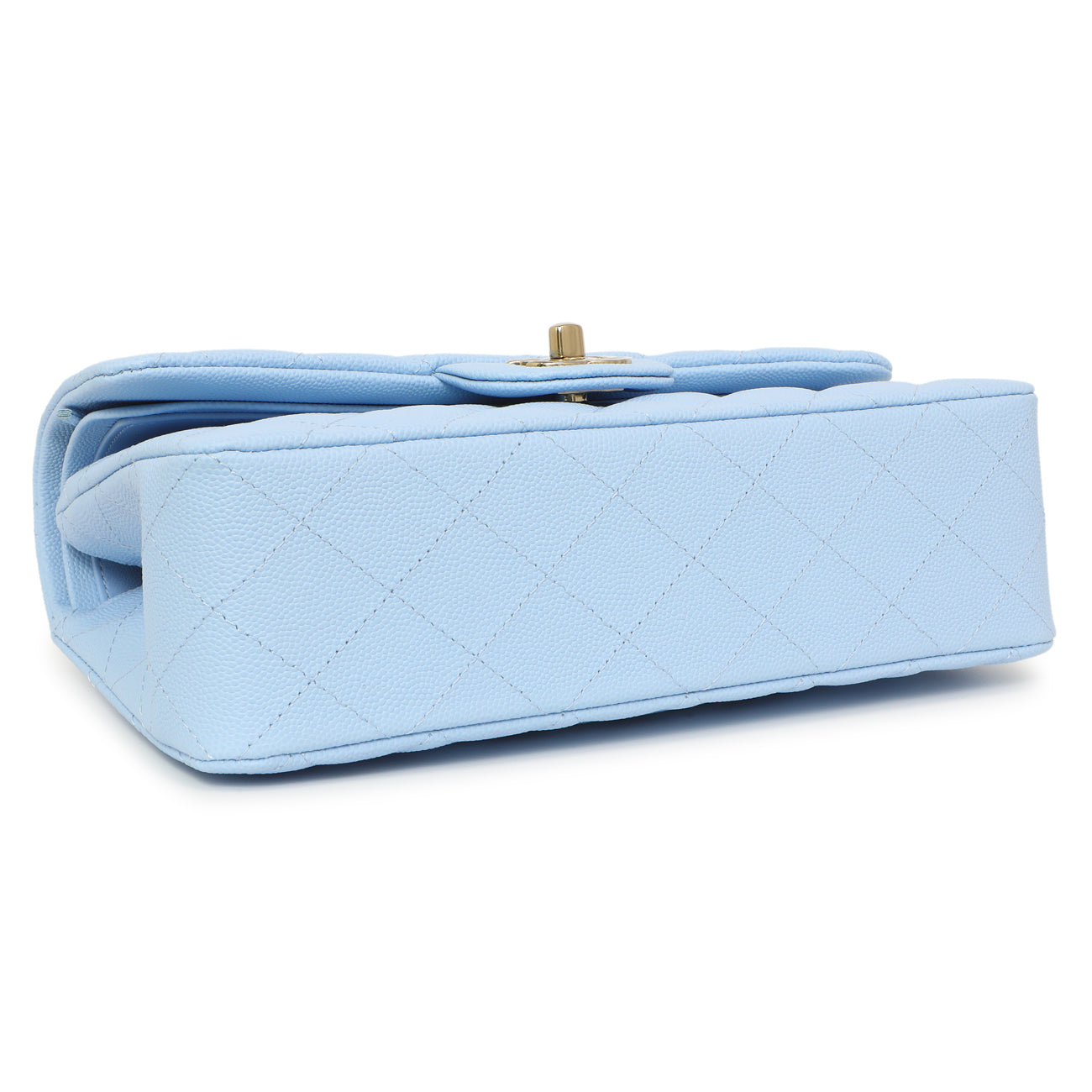 Exclusive Chanel Blue Quilted Caviar Small Classic Double Flap — Top View
