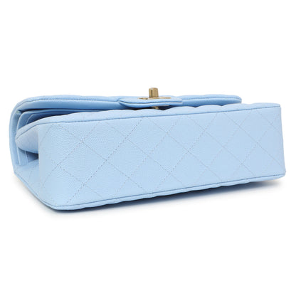 Exclusive Chanel Blue Quilted Caviar Small Classic Double Flap — Top View