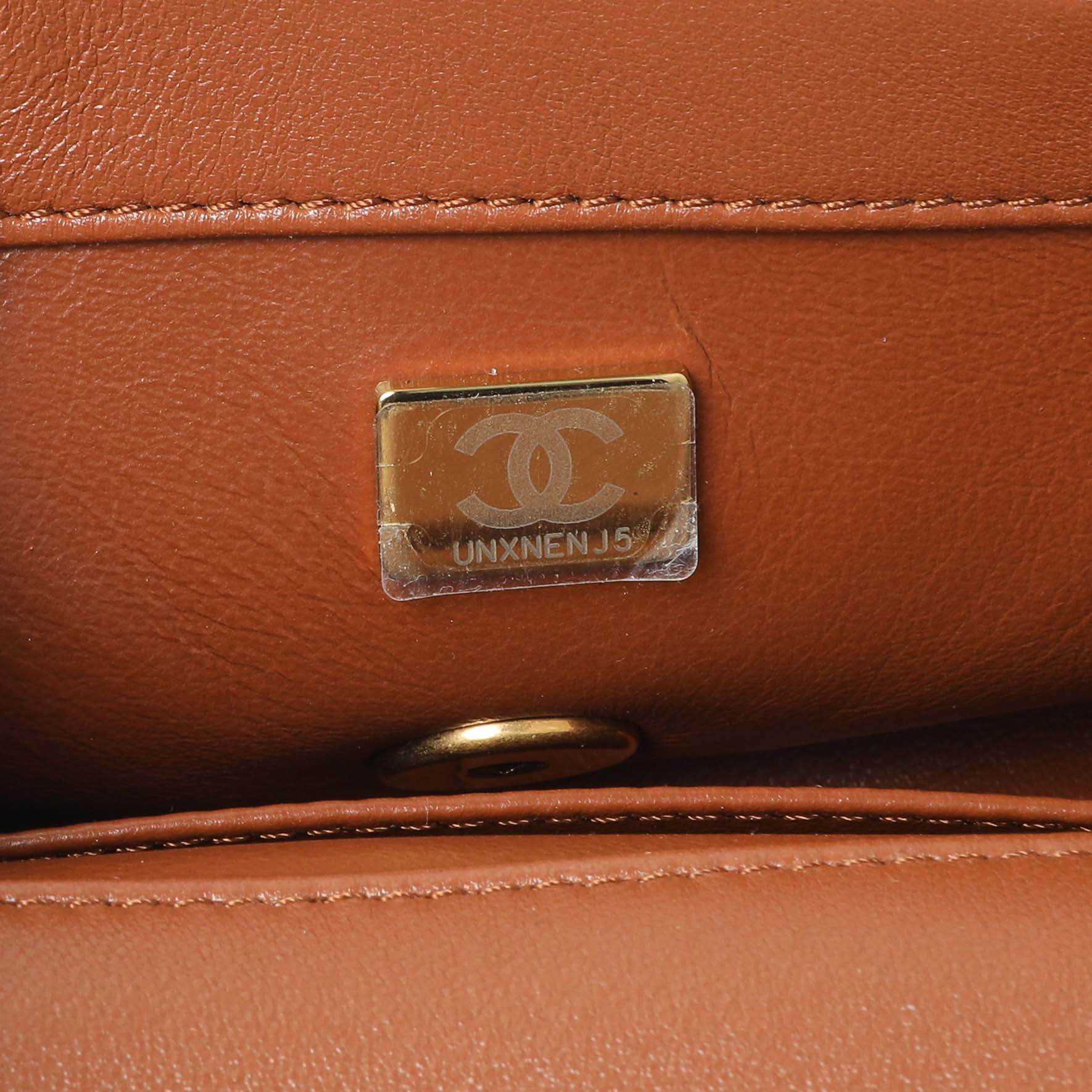 Exclusive Chanel Light Brown Lambskin Wenge Quilted Mini Fashion Wood Square Flap — Lifestyle View