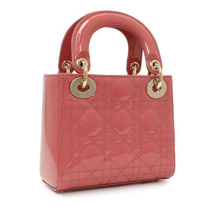 Exclusive Christian Dior Pink Patent Cannage Mini Lady Dior — Side View