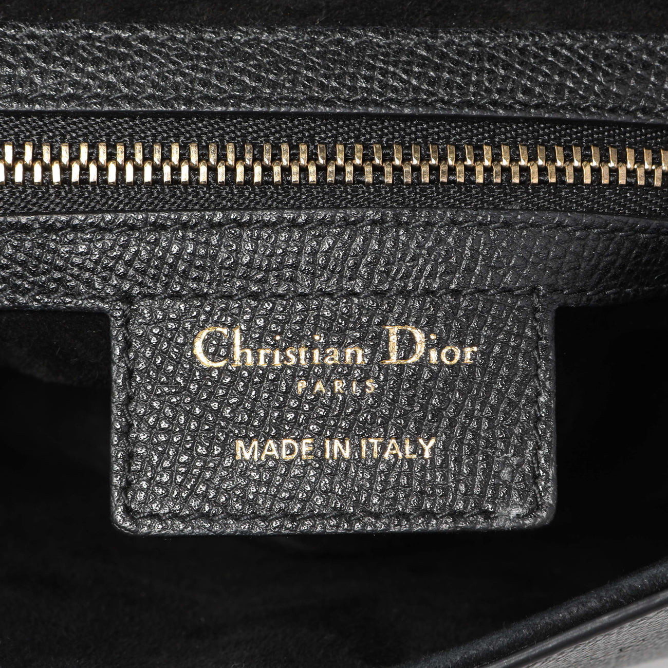 Exclusive Christian Dior Black Grained Calfskin Saddle Bag — Detail View