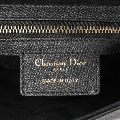Exclusive Christian Dior Black Grained Calfskin Saddle Bag — Detail View