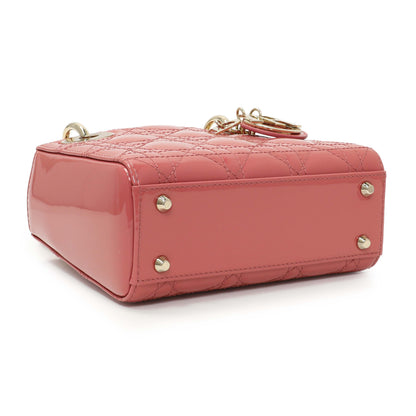 Exclusive Christian Dior Pink Patent Cannage Mini Lady Dior — Back View