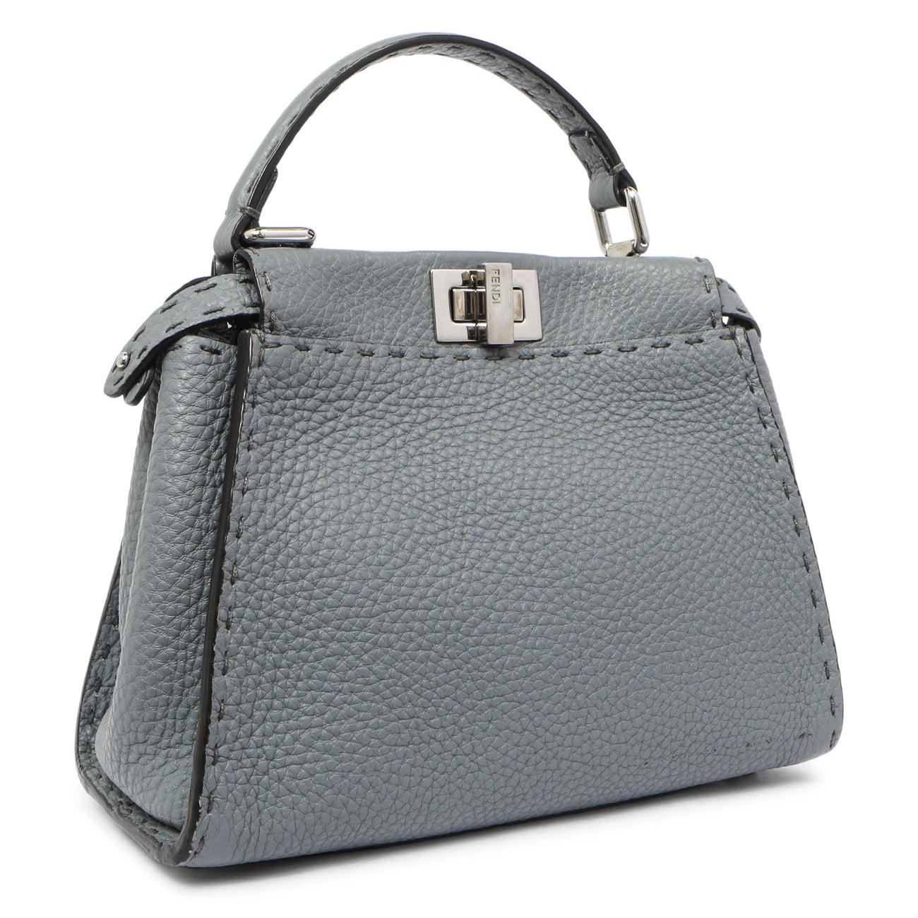 Exclusive Fendi Tempesta Calfskin Romano Selleria Mini Peekaboo Iconic Satchel — Side View