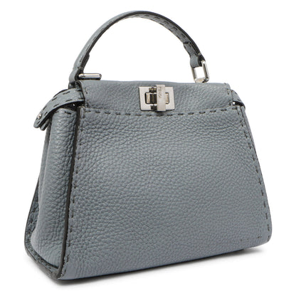 Exclusive Fendi Tempesta Calfskin Romano Selleria Mini Peekaboo Iconic Satchel — Side View