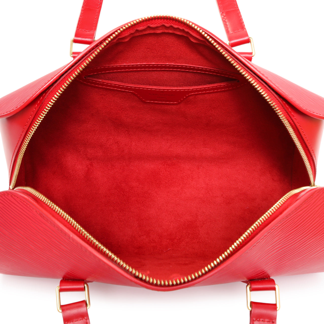 Exclusive Louis Vuitton Red Epi Soufflot w/ Pouch — Top View