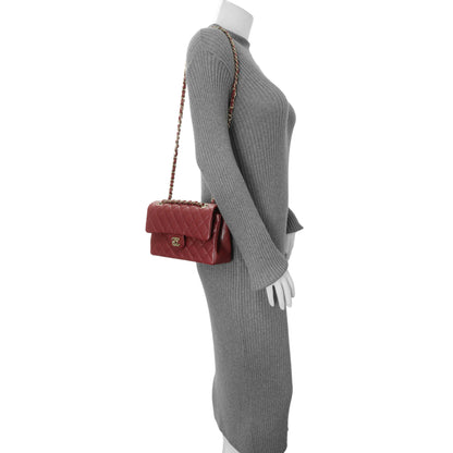 Exclusive Chanel Burgundy Quilted Caviar Small Classic Double Flap — Alternate View 7