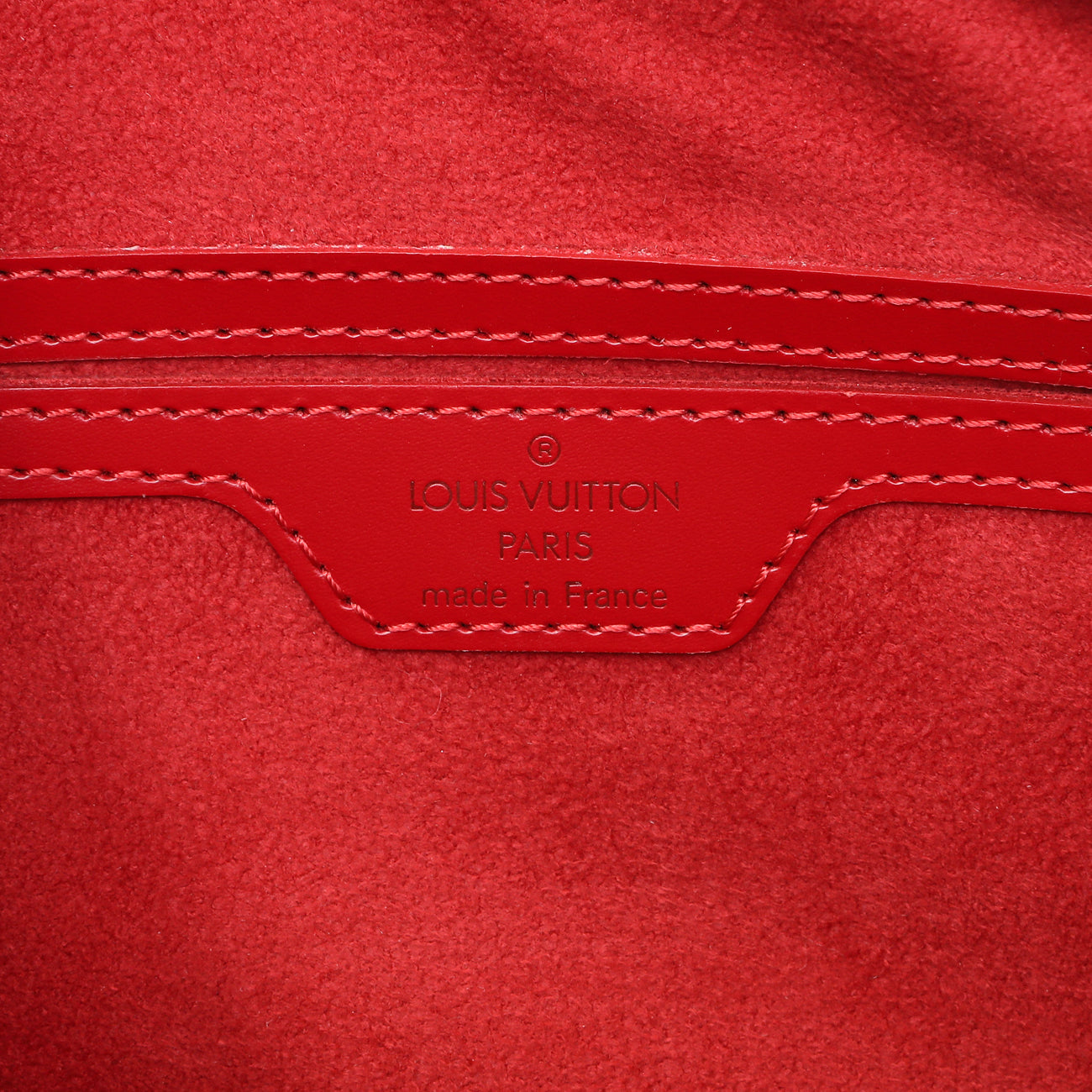 Exclusive Louis Vuitton Red Epi Soufflot w/ Pouch — Detail View