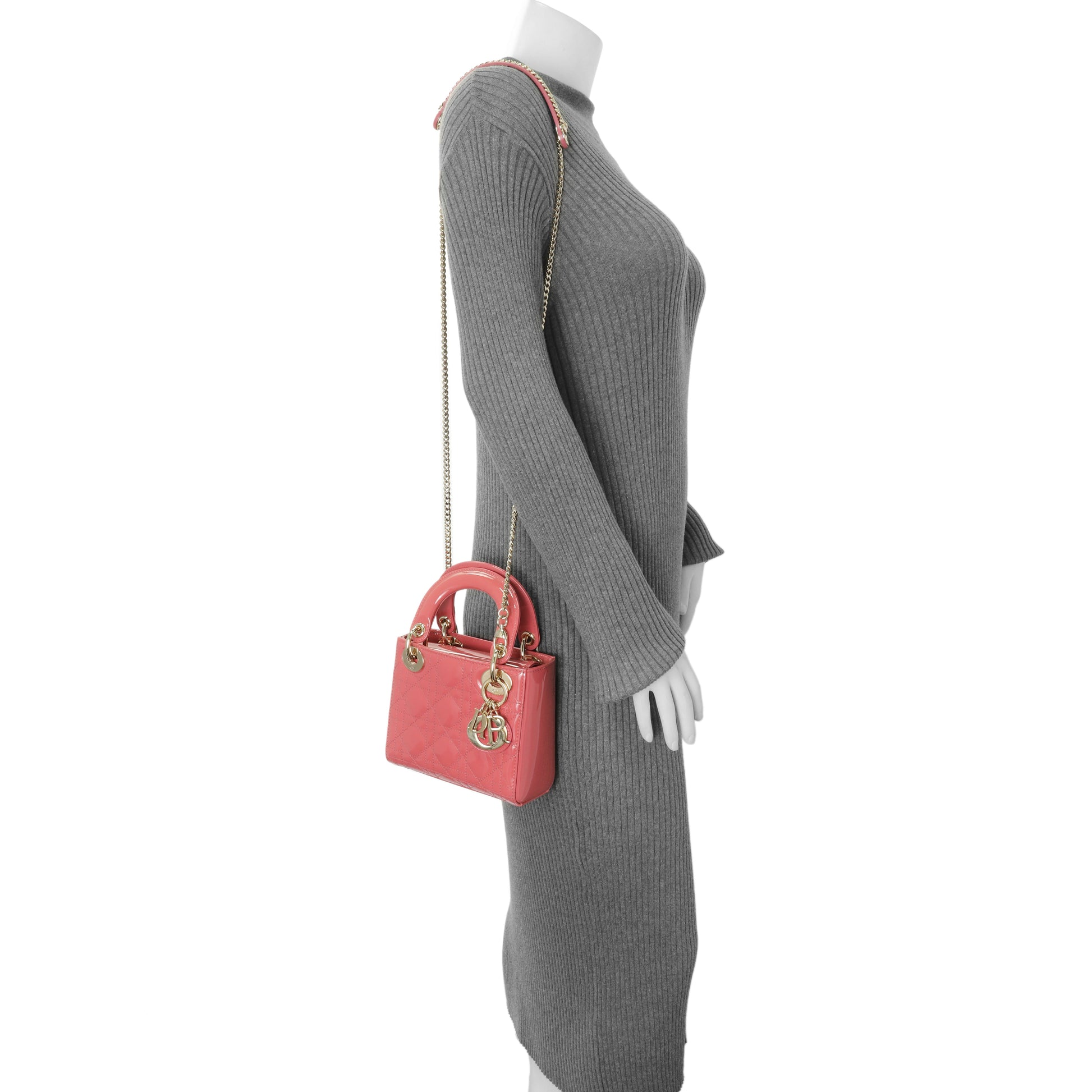 Exclusive Christian Dior Pink Patent Cannage Mini Lady Dior — Alternate View 9