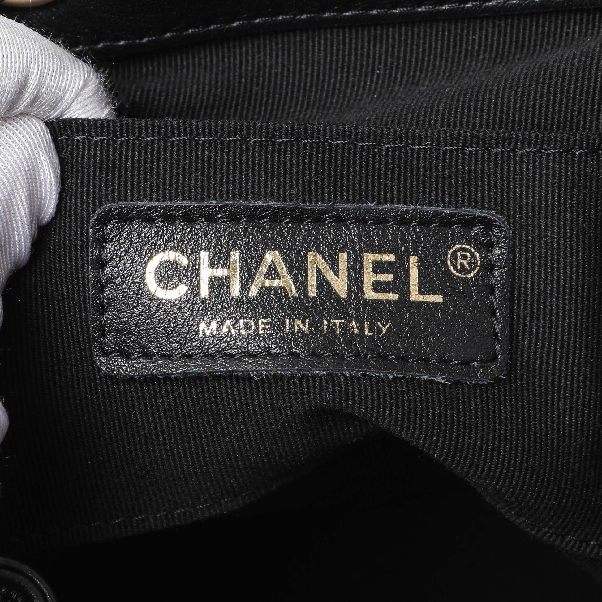 Exclusive Chanel Black Quilted Lambskin Small Duma Drawstring Backpack — Detail View