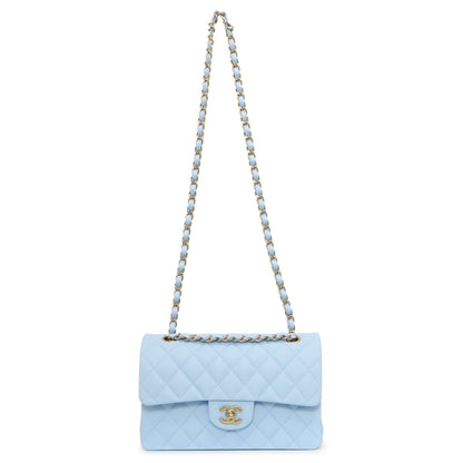 Exclusive Chanel Blue Quilted Caviar Small Classic Double Flap — Front View