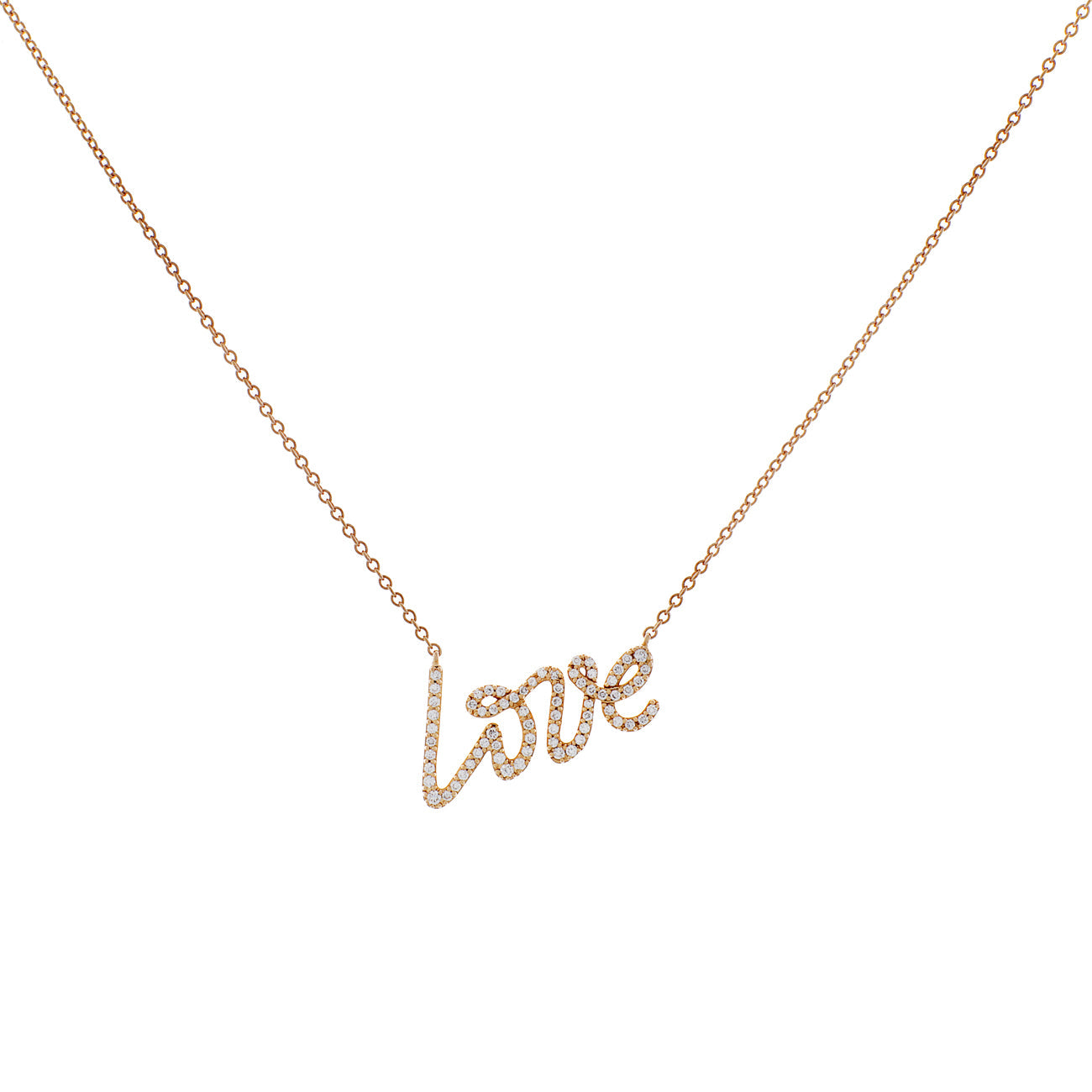 Exclusive Tiffany & Co. 18K Rose Gold Diamond Paloma's Graffiti Love Pendant — Front View