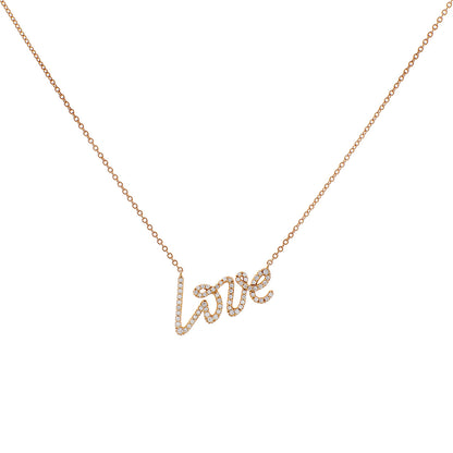 Exclusive Tiffany & Co. 18K Rose Gold Diamond Paloma's Graffiti Love Pendant — Front View