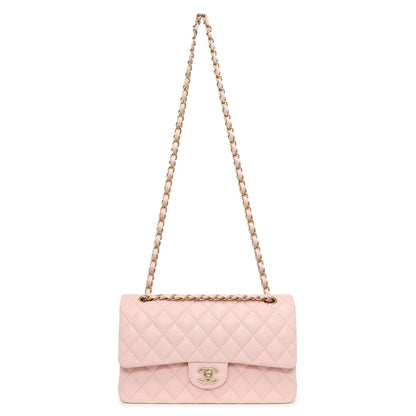 Exclusive Chanel Pink Quilted Caviar Medium Classic Double Flap — Front View