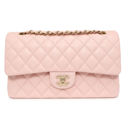 Exclusive Chanel Pink Quilted Caviar Medium Classic Double Flap — Side View