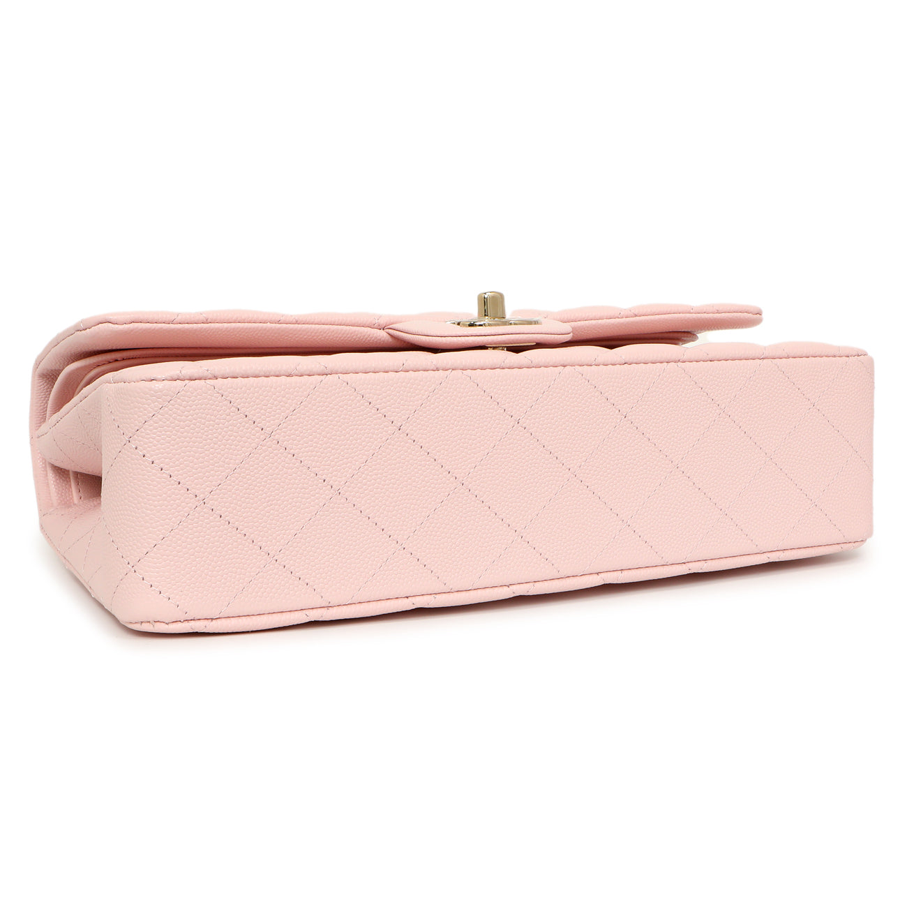 Exclusive Chanel Pink Quilted Caviar Medium Classic Double Flap — Top View