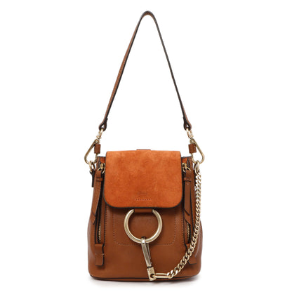 Exclusive Chloe Tan Suede Calfskin Mini Faye Backpack — Front View