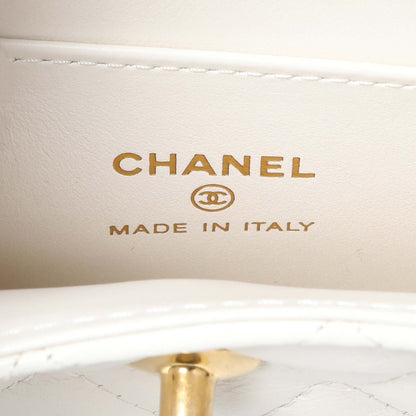 Exclusive Chanel White Shiny Aged Calfskin Quilted Mini Nano Kelly Shopper — Detail View