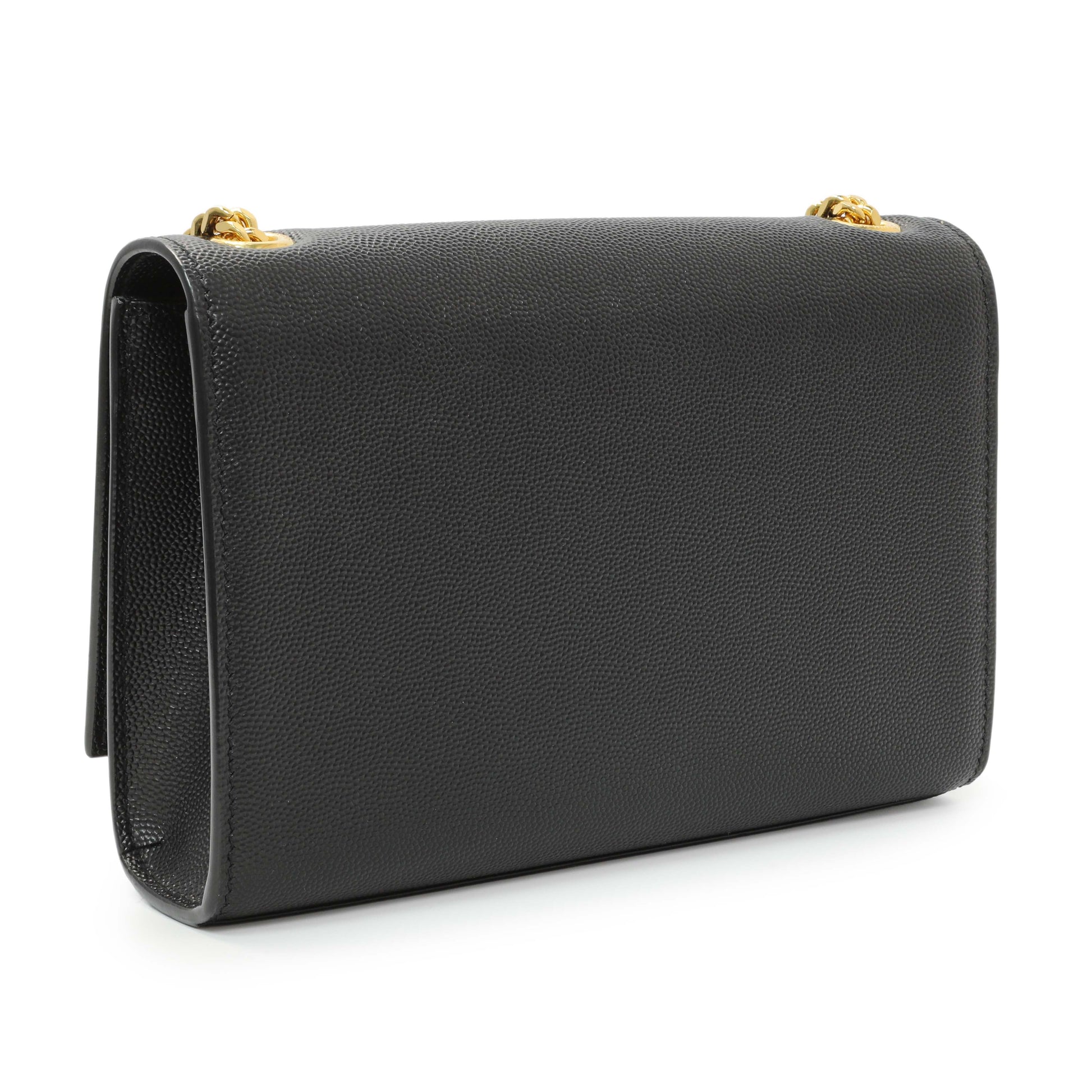 Exclusive Saint Laurent Black Grain De Poudre Small Monogram Kate Satchel — Side View