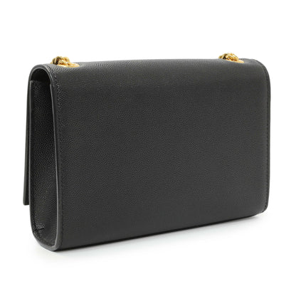 Exclusive Saint Laurent Black Grain De Poudre Small Monogram Kate Satchel — Side View