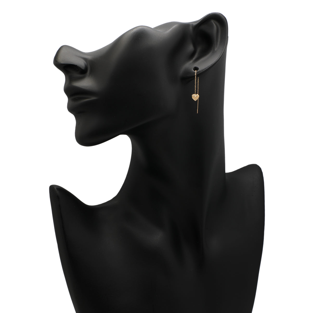 Exclusive 14K Yellow Gold Dangle Heart Earrings — Side View